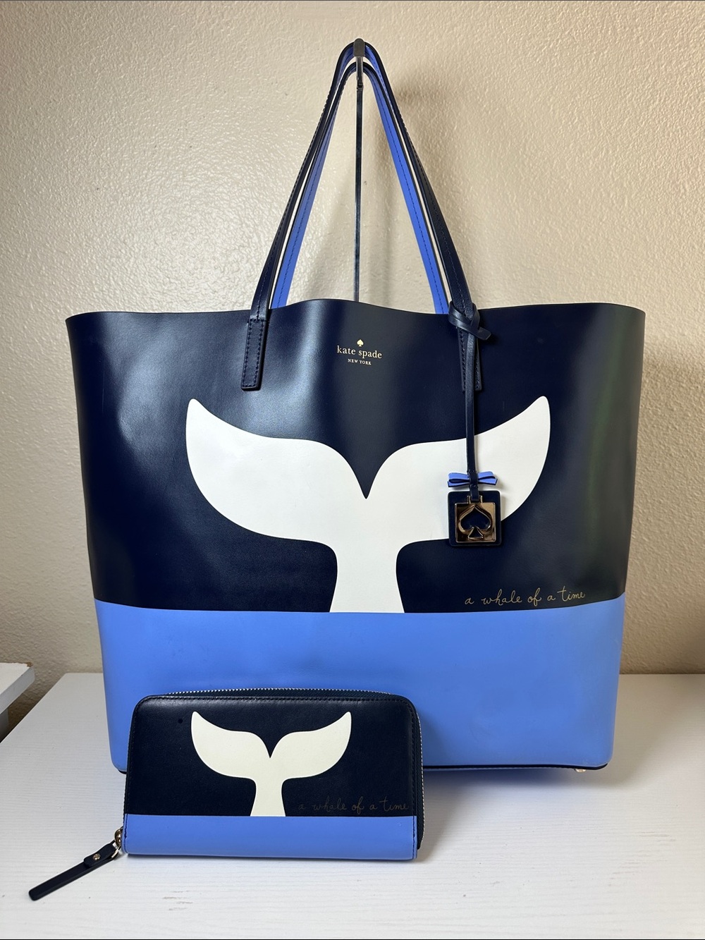 kate spade Navy & Light Blue Whale Tote with Matching Wallet